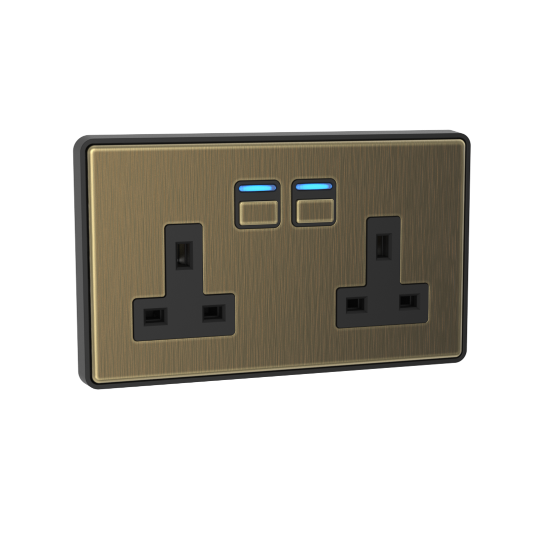 Smart Socket (2 gang) - Antique Brass
