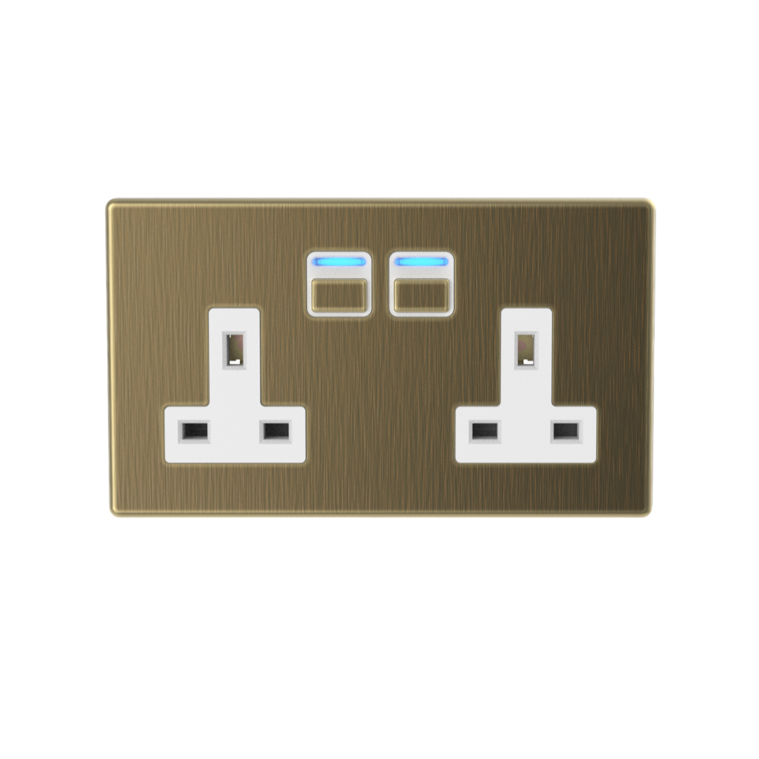 Smart Socket (2 gang) - Antique Brass