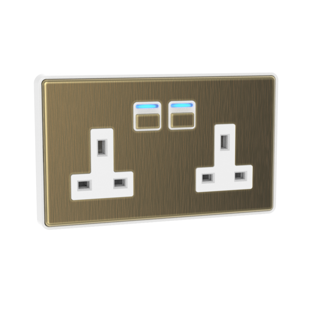 Smart Socket (2 gang) - Antique Brass