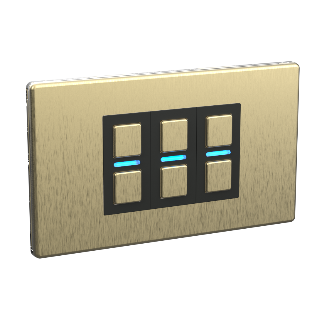 Smart Dimmer (3 Gang) - Brushed Brass