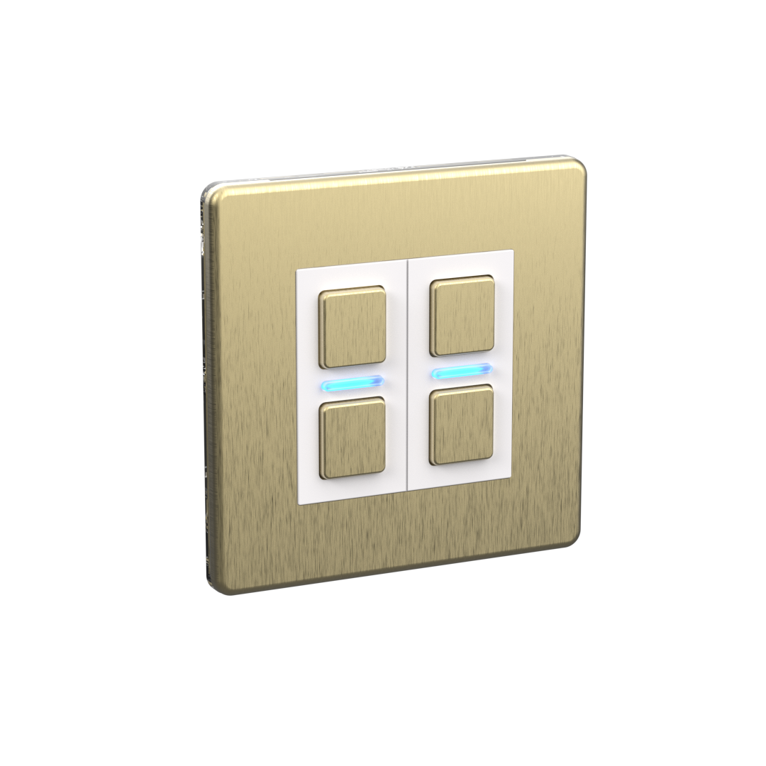 Smart Dimmer (2 Gang) - Brushed Brass