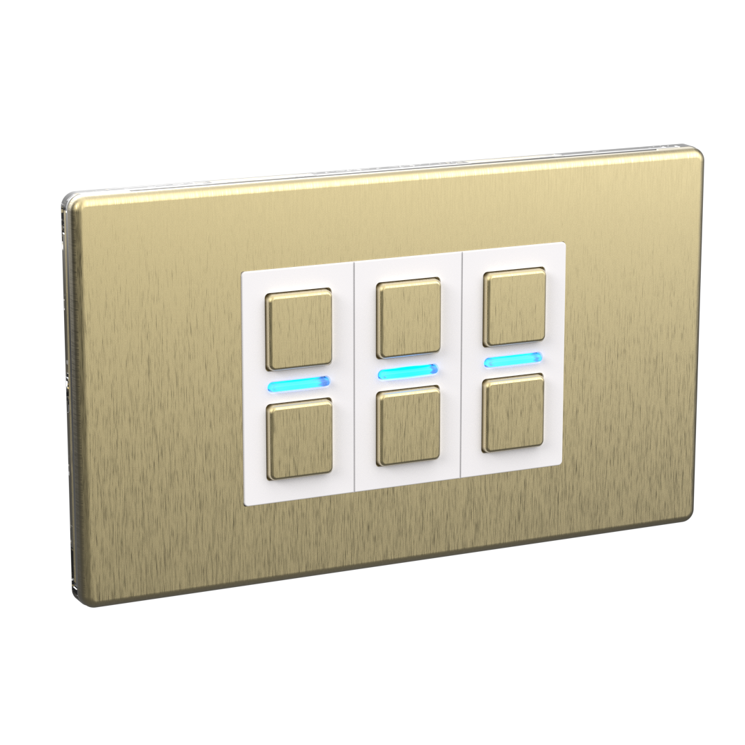 Smart Dimmer (3 Gang) - Brushed Brass