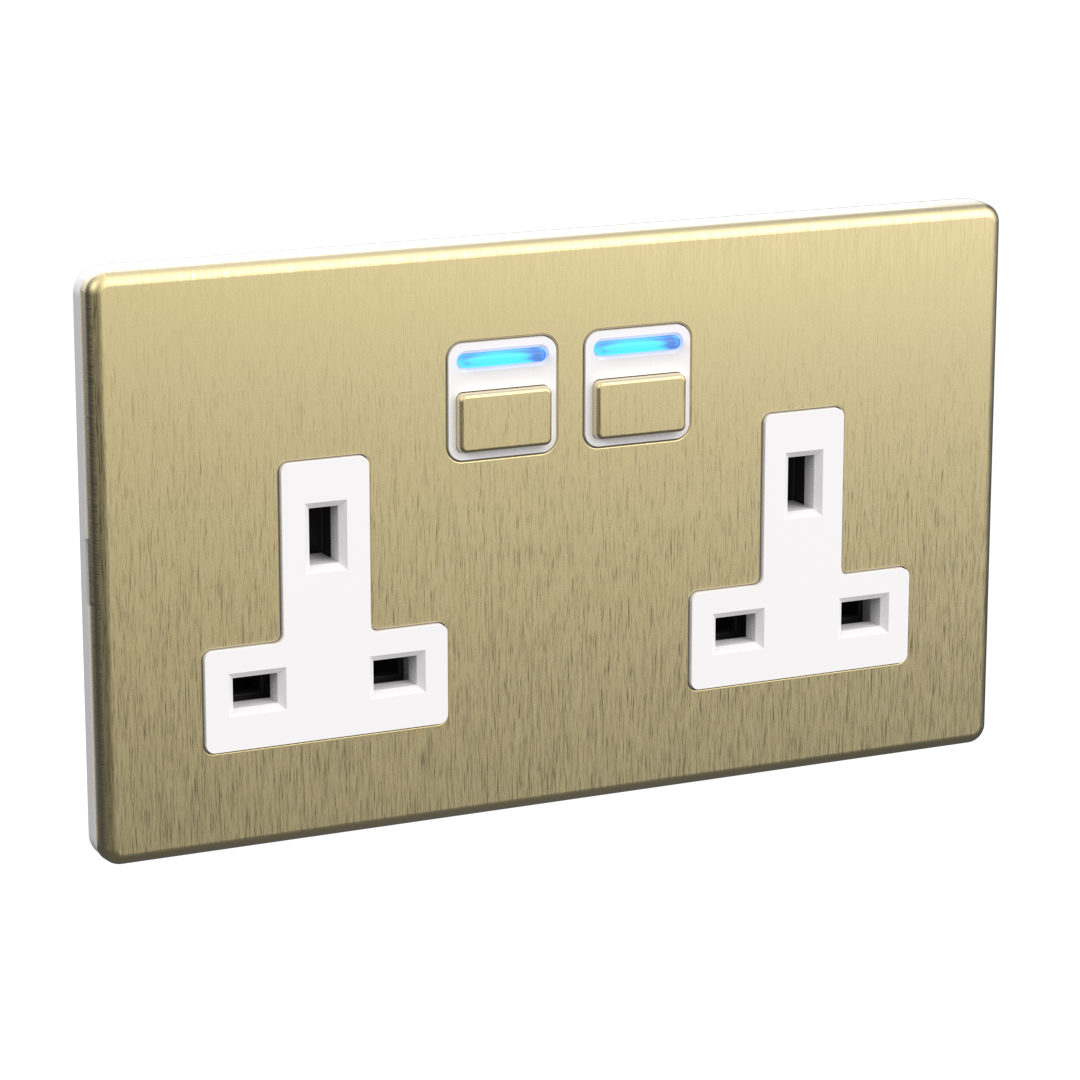 Smart Socket (2 gang) - Brushed Brass