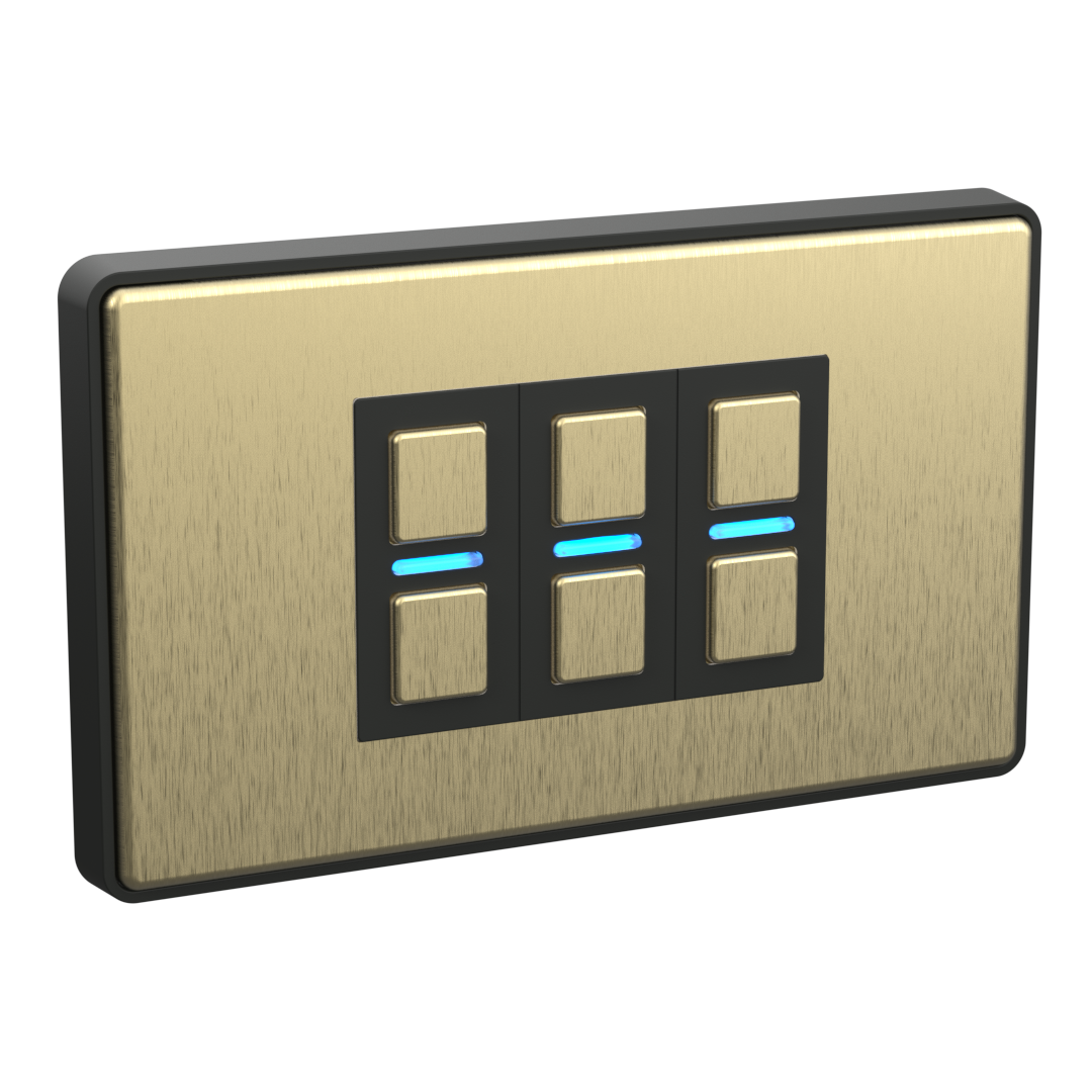 Smart Dimmer (3 Gang) - Brushed Brass