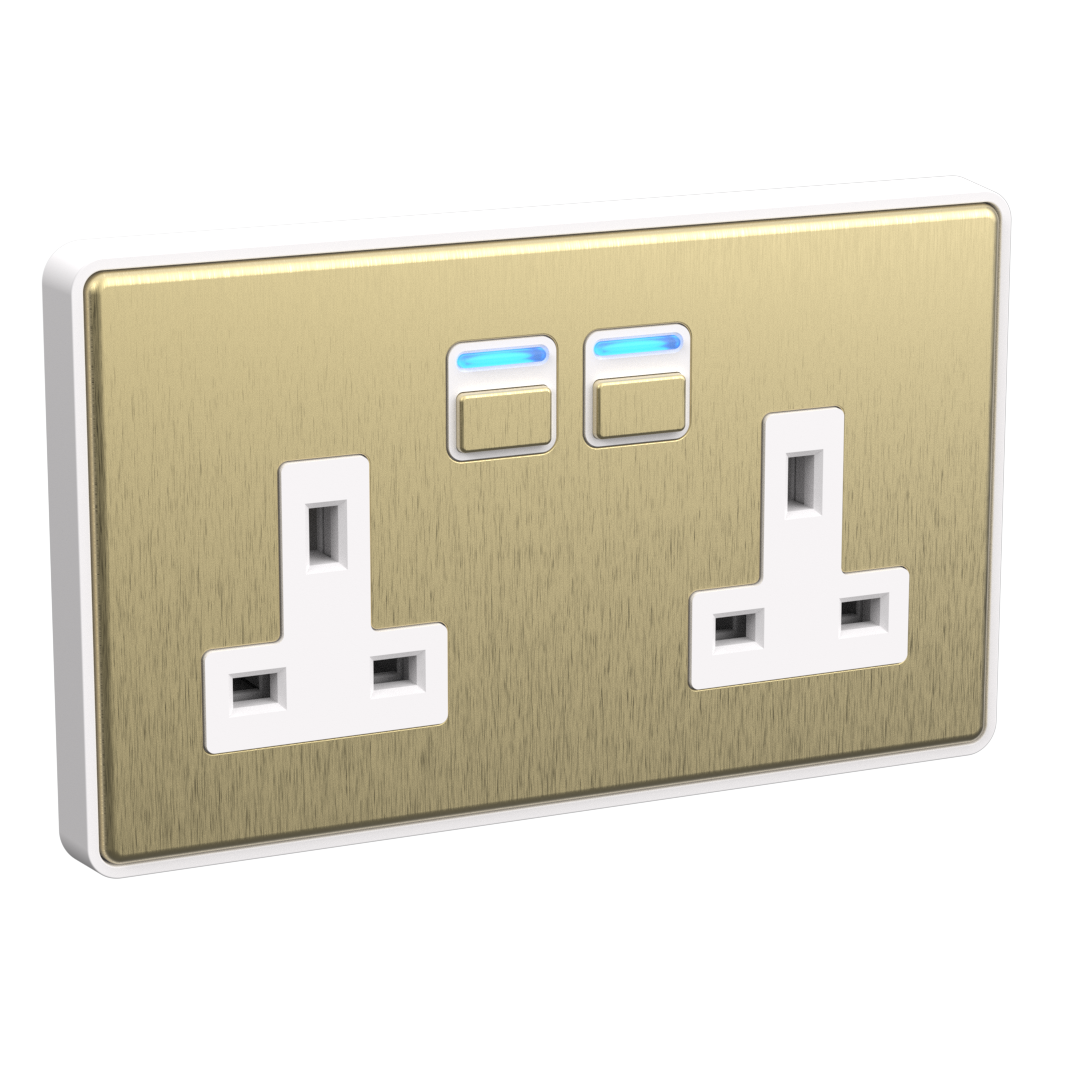 Smart Socket (2 gang) - Brushed Brass