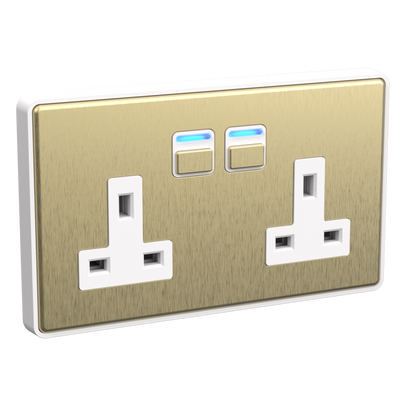 Smart Socket (2 gang) - Brushed Brass