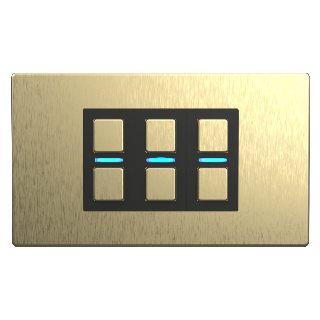 Smart Dimmer (3 Gang) - Brushed Brass