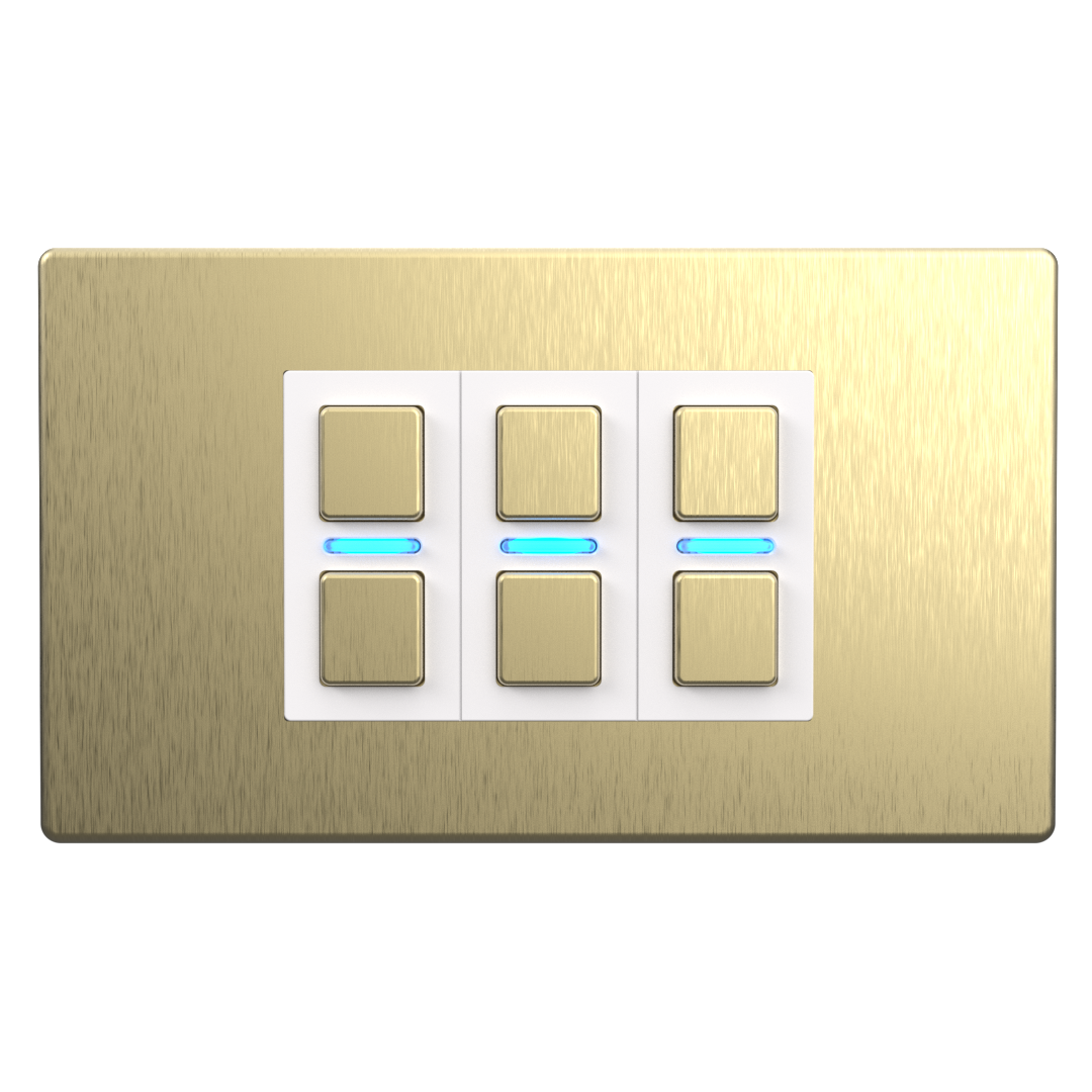 Smart Dimmer (3 Gang) - Brushed Brass