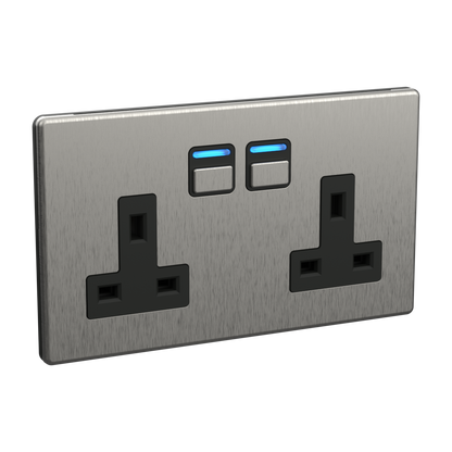 Smart Socket (2 gang) - Stainless Steel