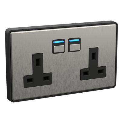 Smart Socket (2 gang) - Stainless Steel