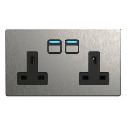 Smart Socket (2 gang) - Stainless Steel