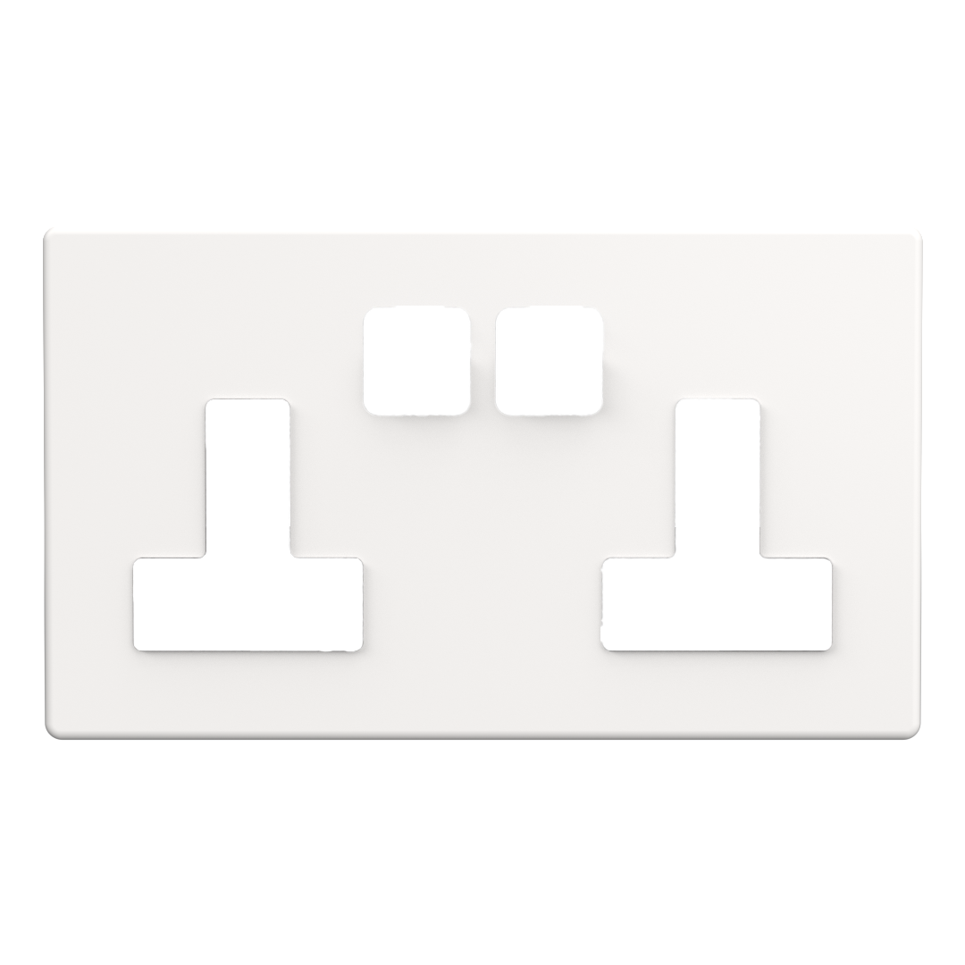 Socket Faceplate (2 Gang) - White Metal