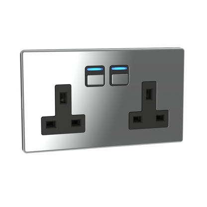 Smart Socket (2 gang) - Mirror Chrome