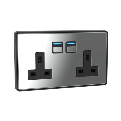 Smart Socket (2 gang) - Mirror Chrome