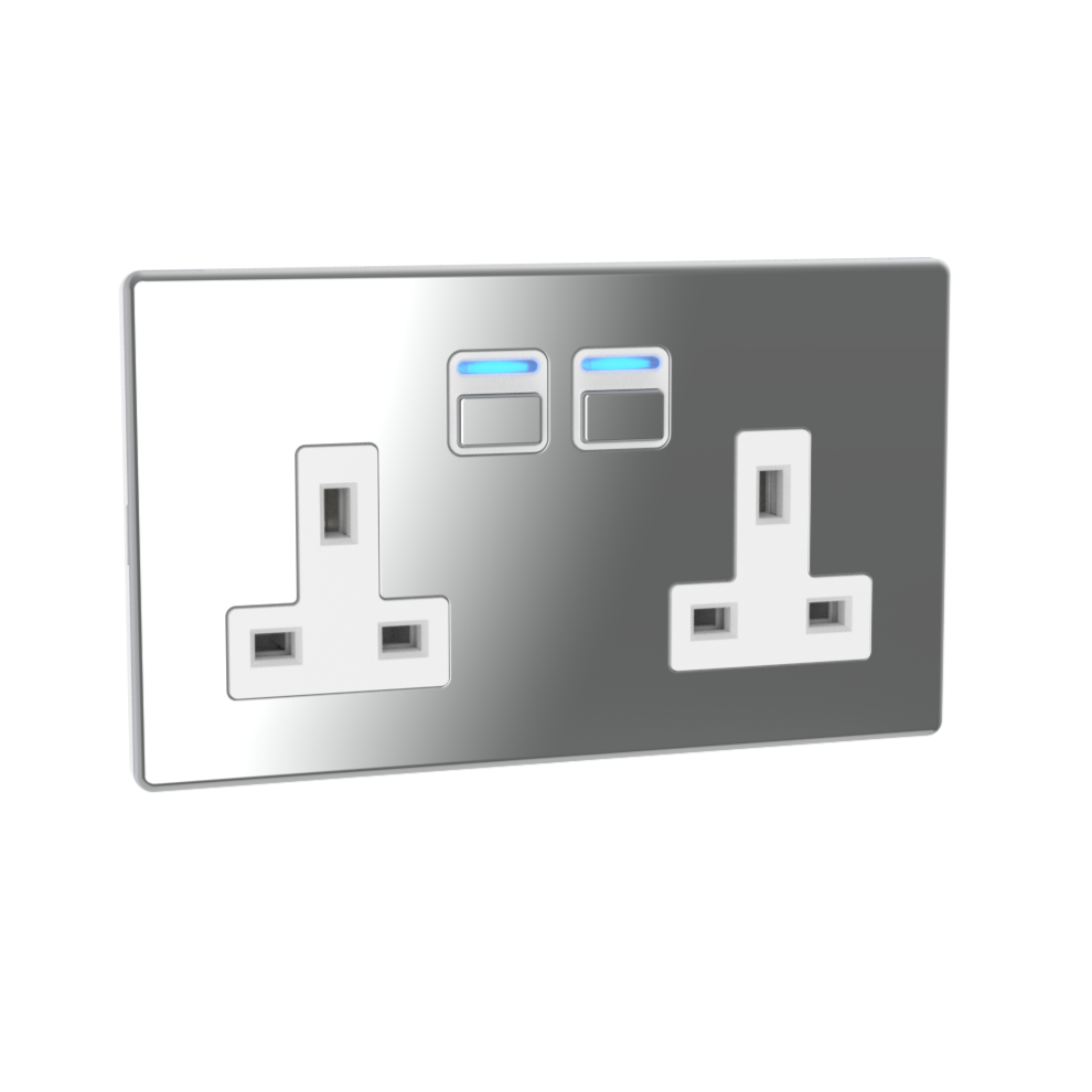 Smart Socket (2 gang) - Mirror Chrome