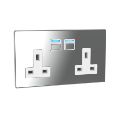 Smart Socket (2 gang) - Mirror Chrome