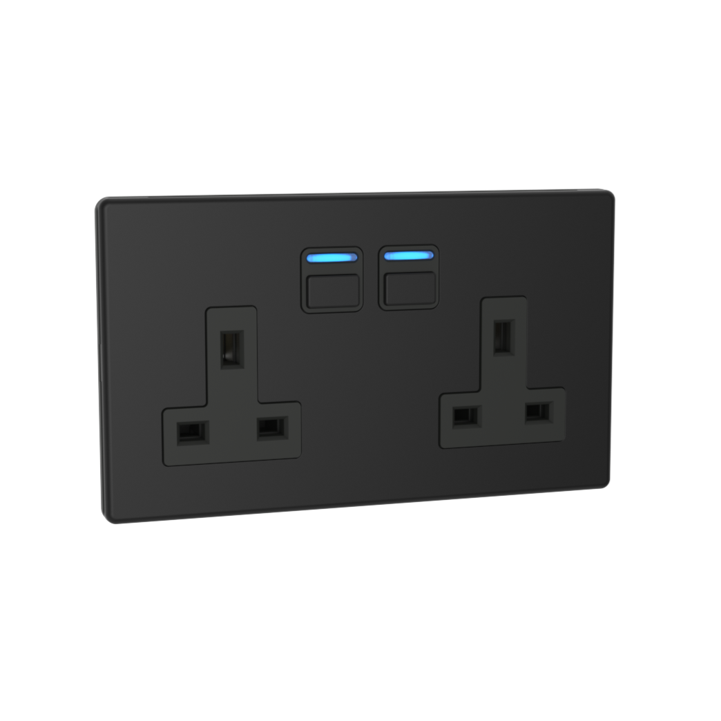 Smart Socket (2 gang) - Matte Black