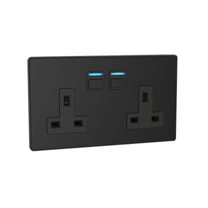 Smart Socket (2 gang) - Matte Black